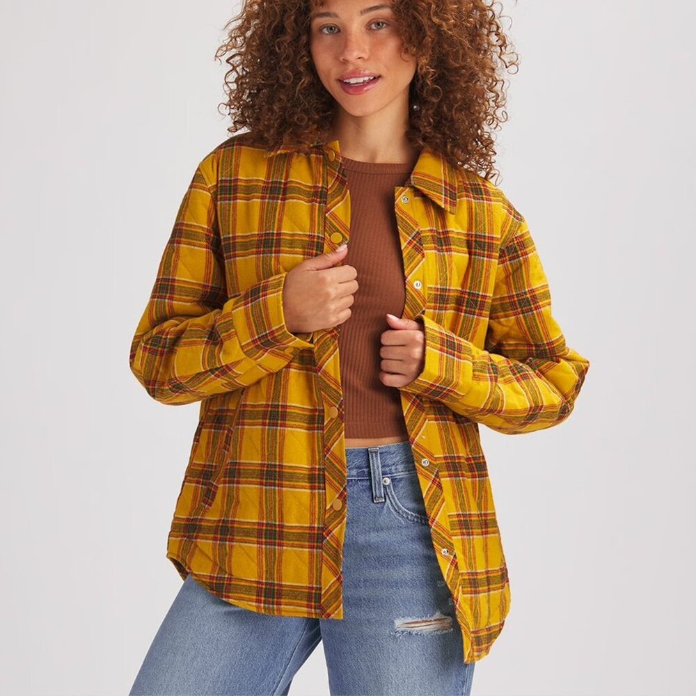 Stoic Quilted Boyfriend Plaid Shirt Jacket - Women's Small